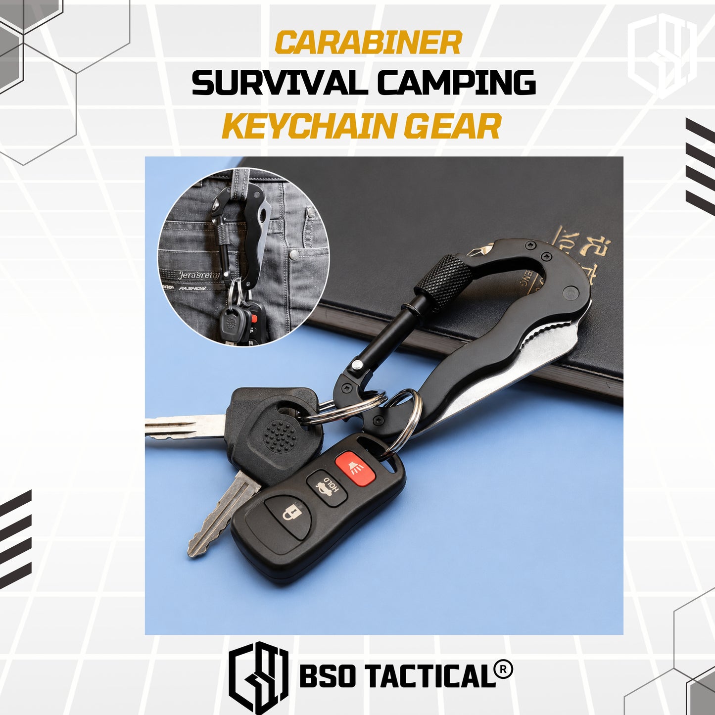 Carabiner Pisau Outdoor Camping EDC Keychain Gear