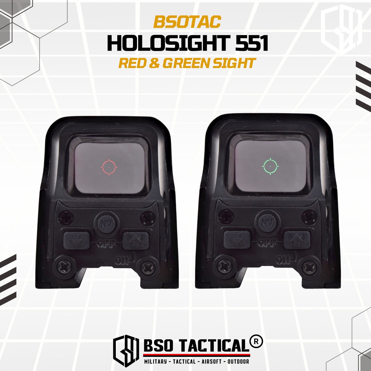 Holosight 551 Style Picatinny Full Metal Red Green Dot Scope Sight for Toys
