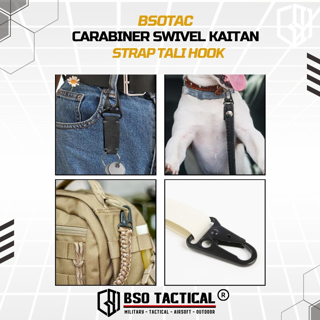 Carabiner Swivel Kaitan Strap Tali Hook Sling Baja Material Pengait Tas Sling Outdoor