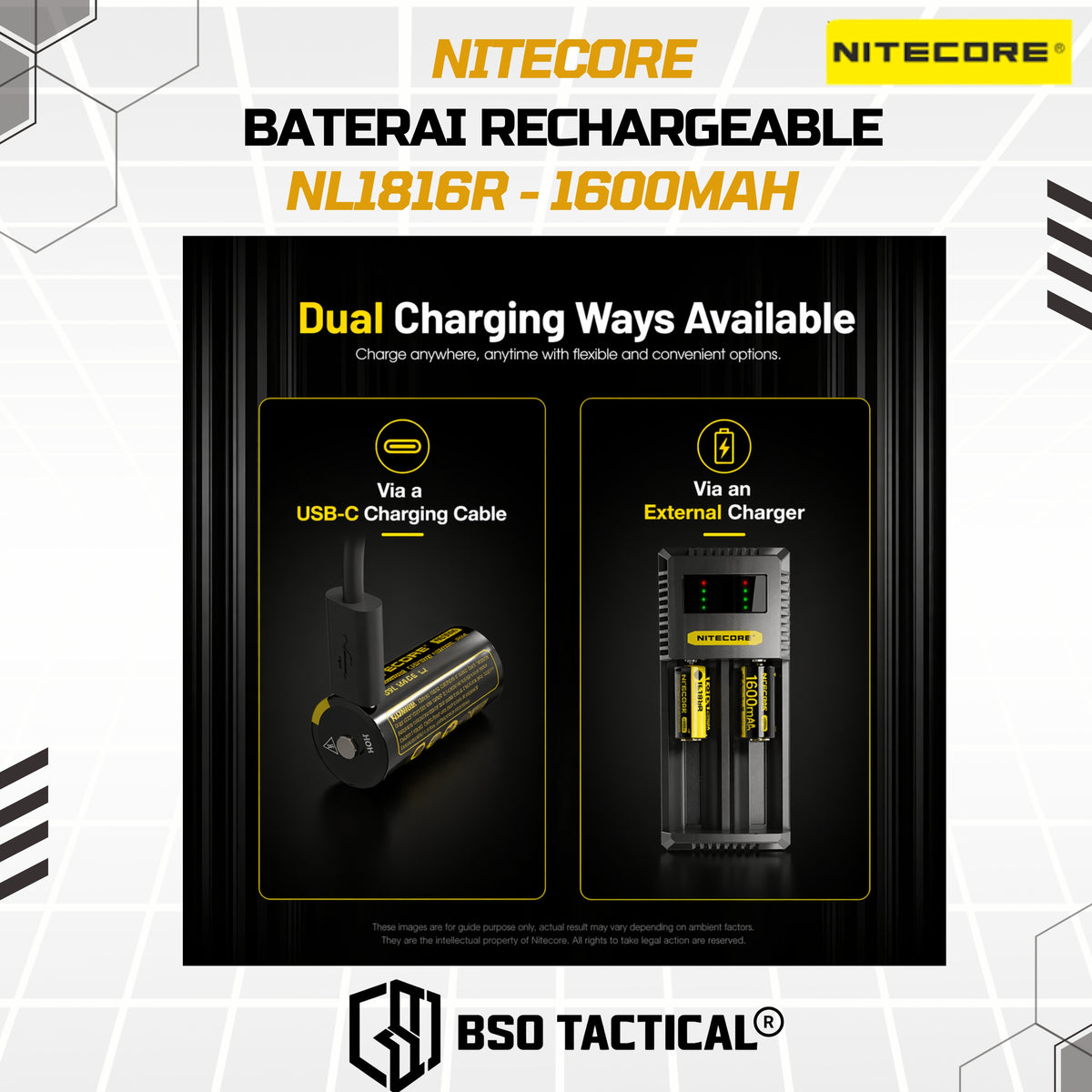 NITECORE Baterai Rechargeable 18350 Li-Ion 3.6V 1600mAh - NL1816R
