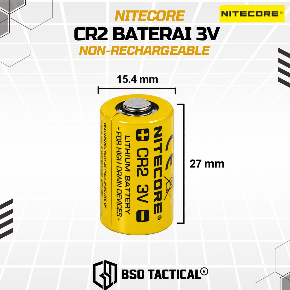 Nitecore CR2 Baterai Lithium Non-Rechargeable 3V