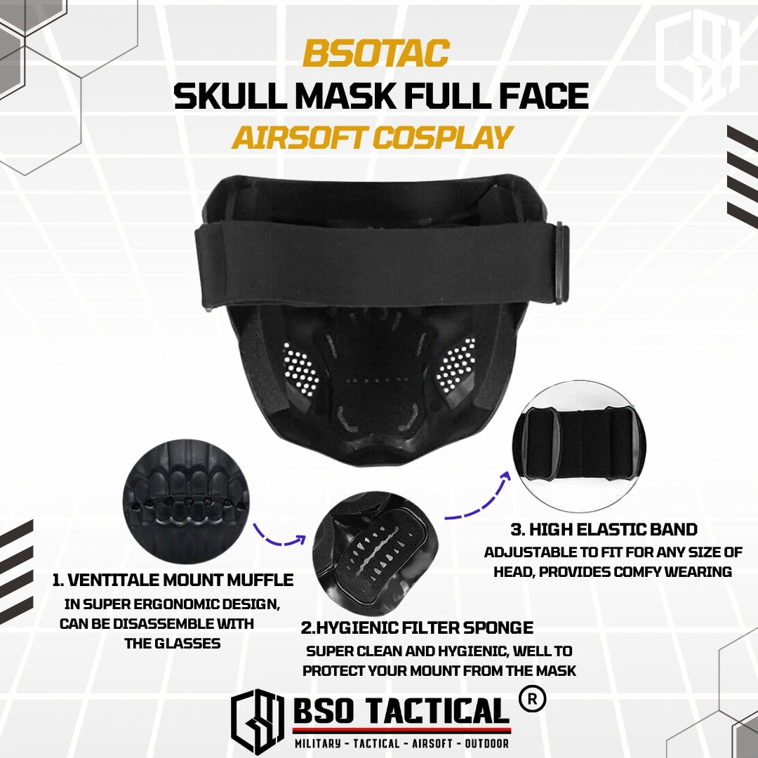 Masker Skull Tactical Outdoor Mask Topeng Full Face Tengkorak Mask for Outdoor Cosplay