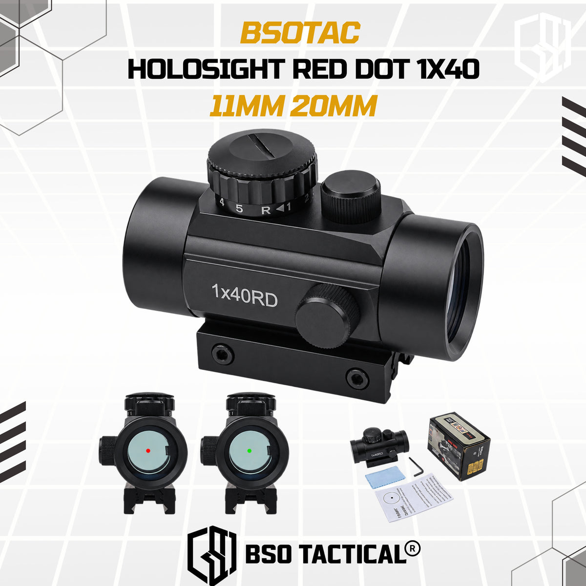 Holosight Red Dot 1x40 Hunting Sight 11mm 20mm Mounting Riflescope
