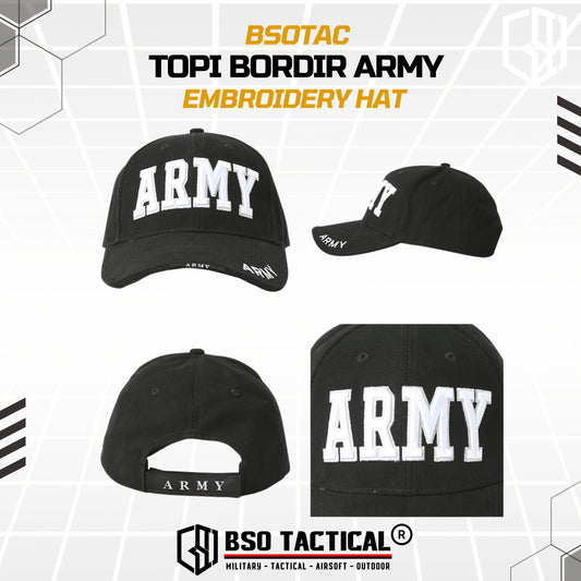 Topi Outdoor Bordir ARMY Embroidery Hat Casual Cap Adjustable Allsize