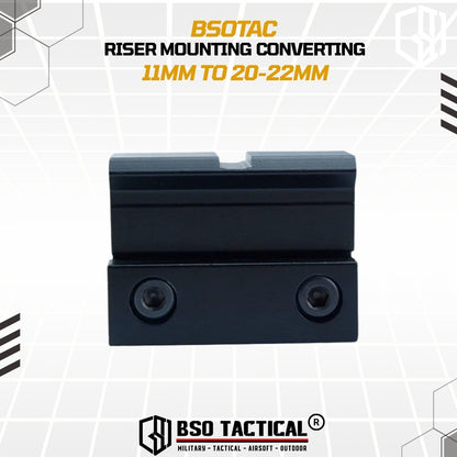 Riser Mounting Adapter Converting 11mm to 20-22mm Picatinny Rail Dull Metal Default