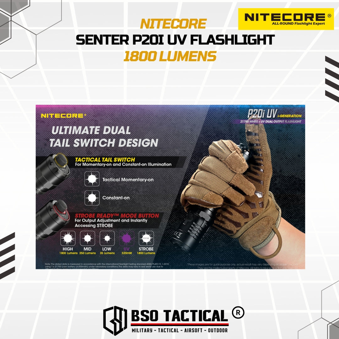NITECORE Senter UV Ultraviolet Flashlight SST-40-W 4xUV LED 1800Lumens - P20iUV