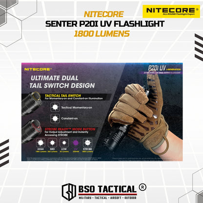 NITECORE Senter UV Ultraviolet Flashlight SST-40-W 4xUV LED 1800Lumens - P20iUV