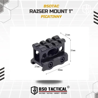 Riser Mount 1” Picatinny Rail 3 Slot Full Metal for Optic Laser Senter Flashlight