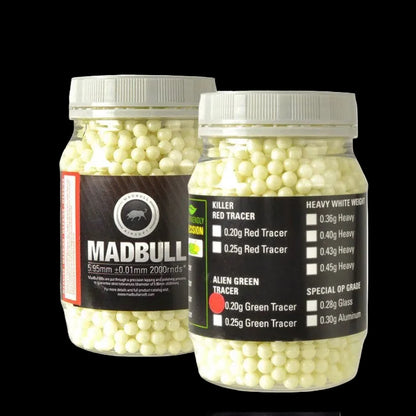 Madbull BB 0.20g 0,20g 2000rds 6mm Green Tracer Airsoft - ORIGINAL