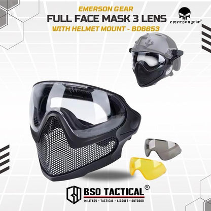 Emerson Gear Tactical Full Face Mask 3 Lens for Fast Helmet - BD6653