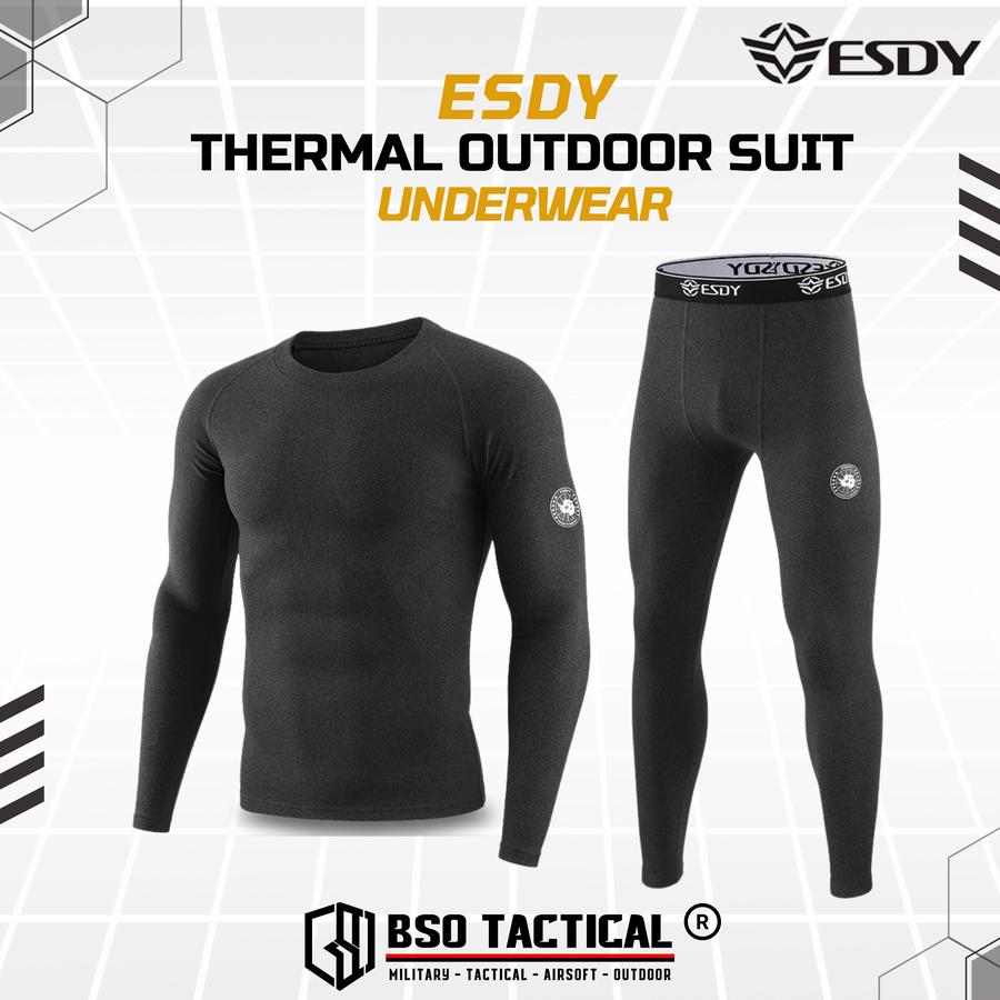 Baju Celana ESDY Tactical Outdoor Thermal Underwear Suit Compression Long John Kaos Pant Spandex Safety Handsock