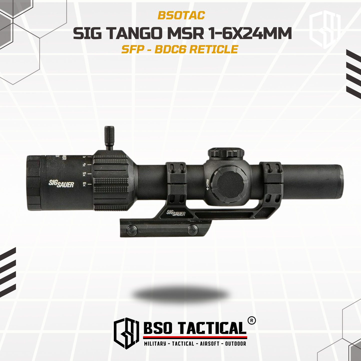 Sig Sauer Tango MSR 1-6x24mm Illuminated Red MSR BDC6 Reticle Scope w/ Alpha MSR Mount – SOT61000