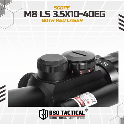 Scope M8 LS 3.5–10x40EG Red Laser Full Metal Picatinny Rail