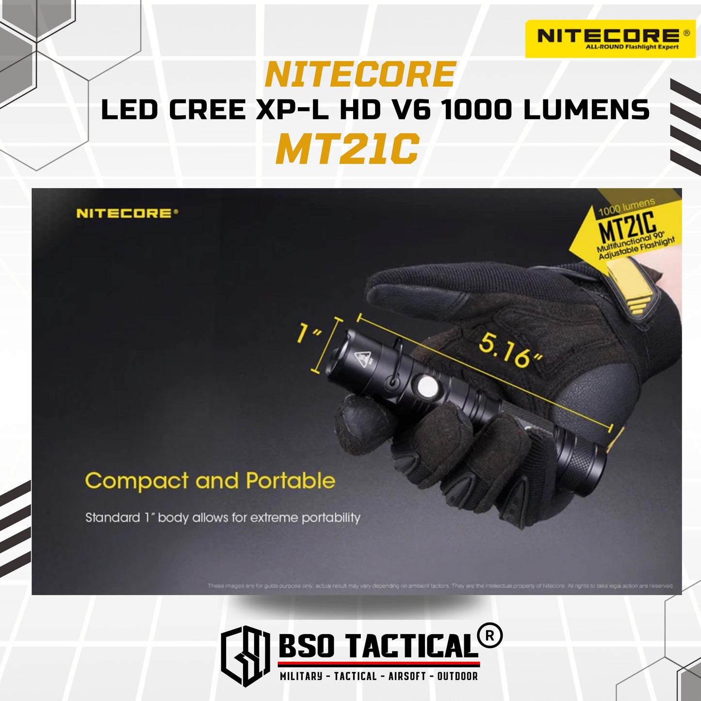 Nitecore MT21C Senter Tactical LED CREE XPL HD V6 1000 Lumens Flashlight - ORIGINAL