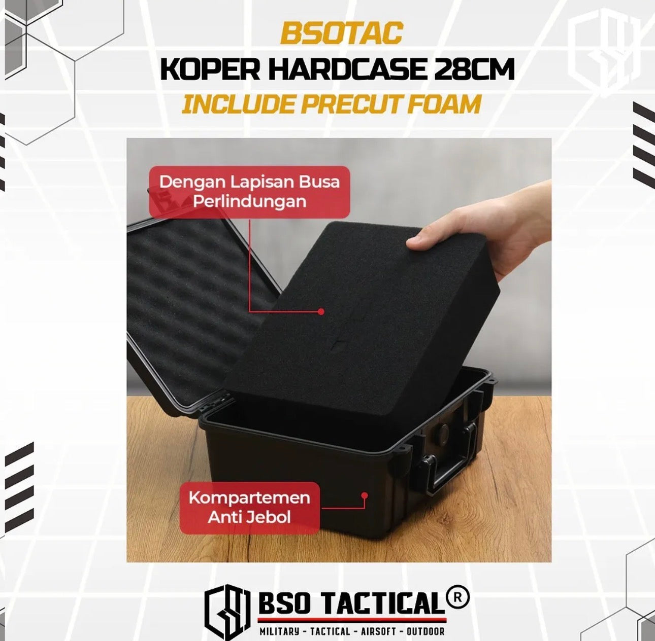 Koper Hardcase 28cm Multifungsi Include Busa Precut Foam Hard Plastic