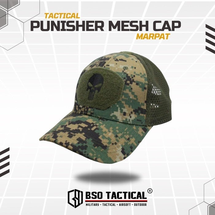 Topi Velkro Punisher Tactical Outdoor Mesh Hat Ripstop Allsize