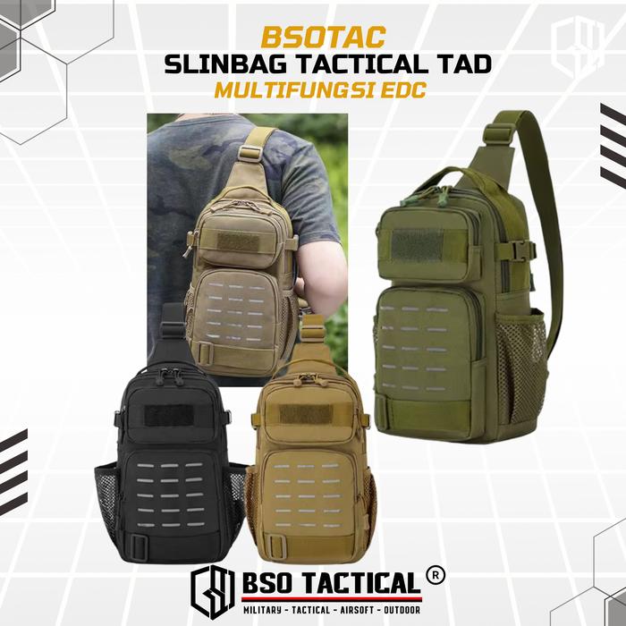 BSOTAC Tas Selempang Tactical Sling Bag EDC Casual Day Pack Laser Cut New Model dengan Kapasitas Besar dan Sistem MOLLE untuk Aktivitas Outdoor - Portable