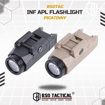 Senter Tactical INF APL Compact LED Flashlight 200 Lumens 20-22mm Picatinny FREE BATTERY CR123 Rechargeable