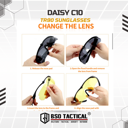 Kacamata Outdoor Daisy C10 Tactical Sun Glasses TR90 Frame 3 Lens