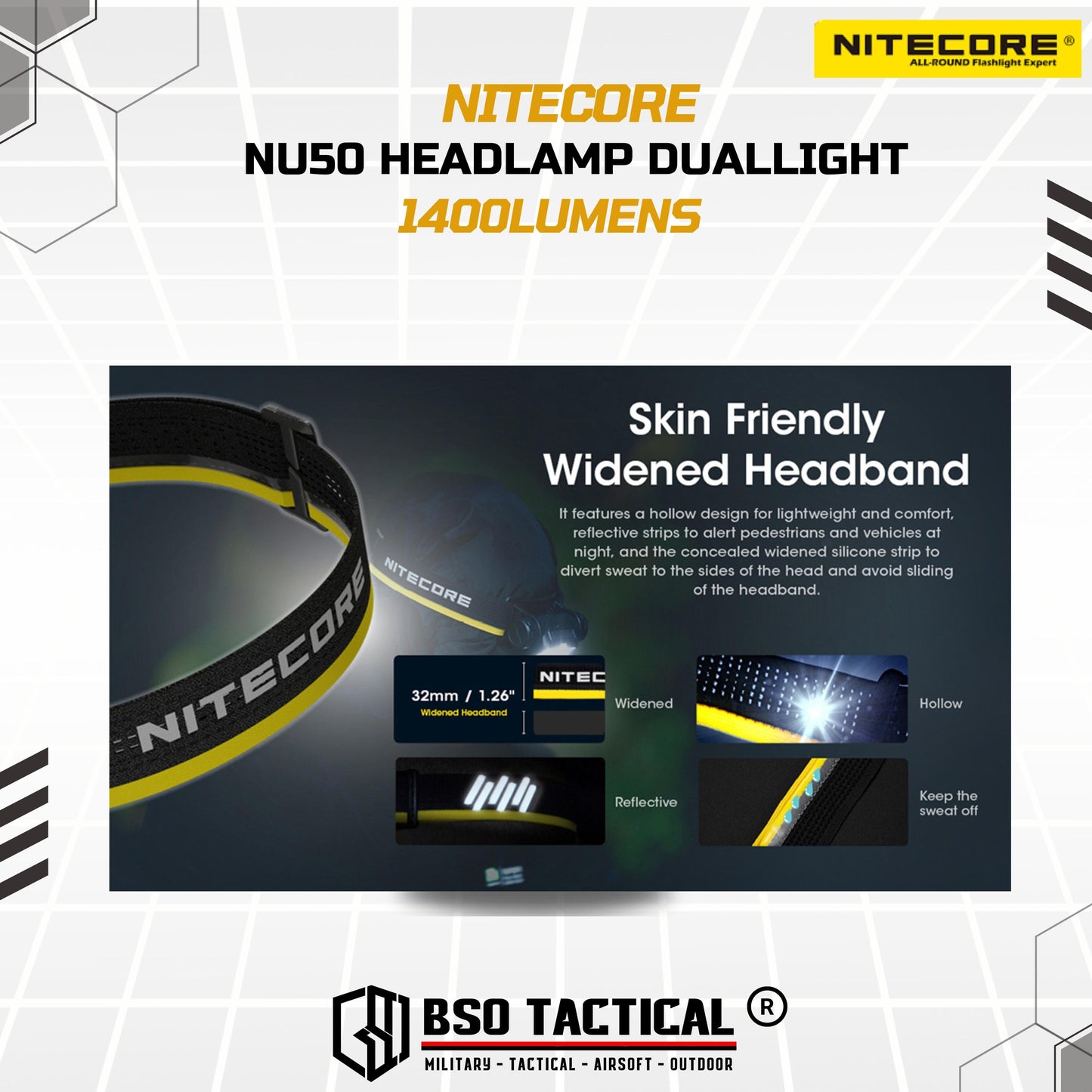 NITECORE NU50 Senter Kepala Headlamp Duallight IP68 1400LM 4000Mah - ORIGINAL
