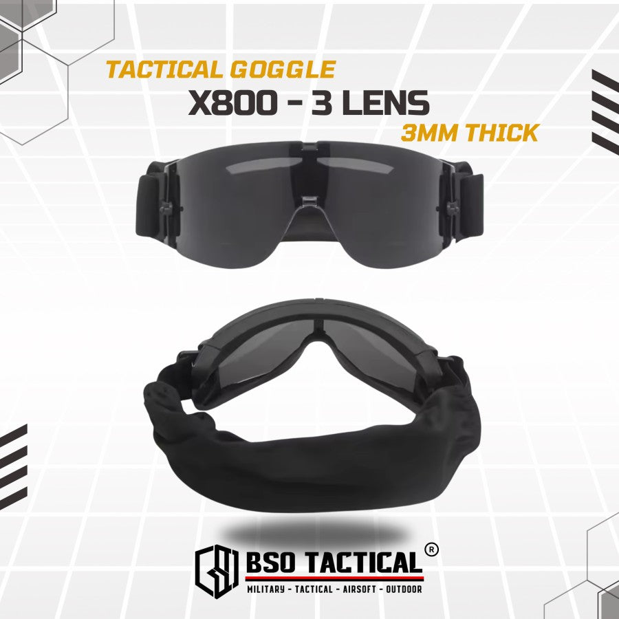 Goggle GX1000 With 3 Lens Outdoor Tactical Style Eye Protection