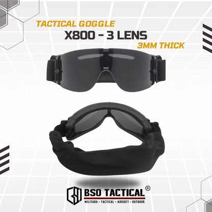 Goggle GX1000 With 3 Lens Outdoor Tactical Style Eye Protection