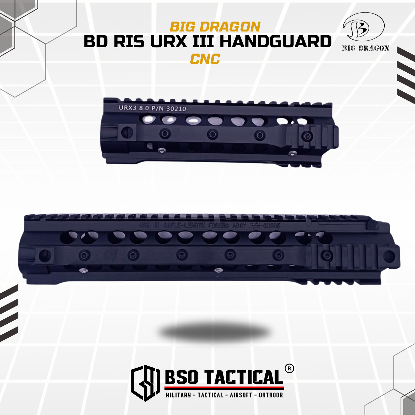 BD Tactical RIS URX III Style Handguard CNC for Airsoft