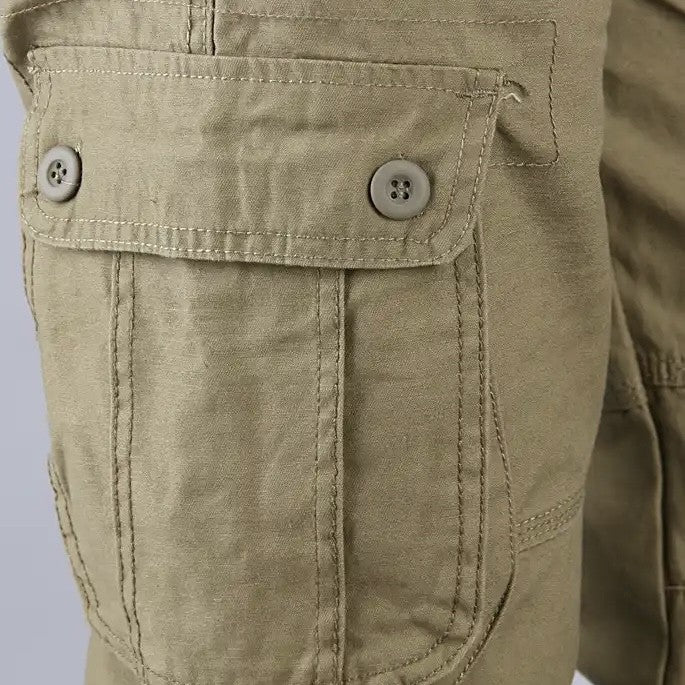 Celana Outdoor Cargo Long Tactical Pants Canvas 6 Pockets Casual Loose Pria Panjang Army