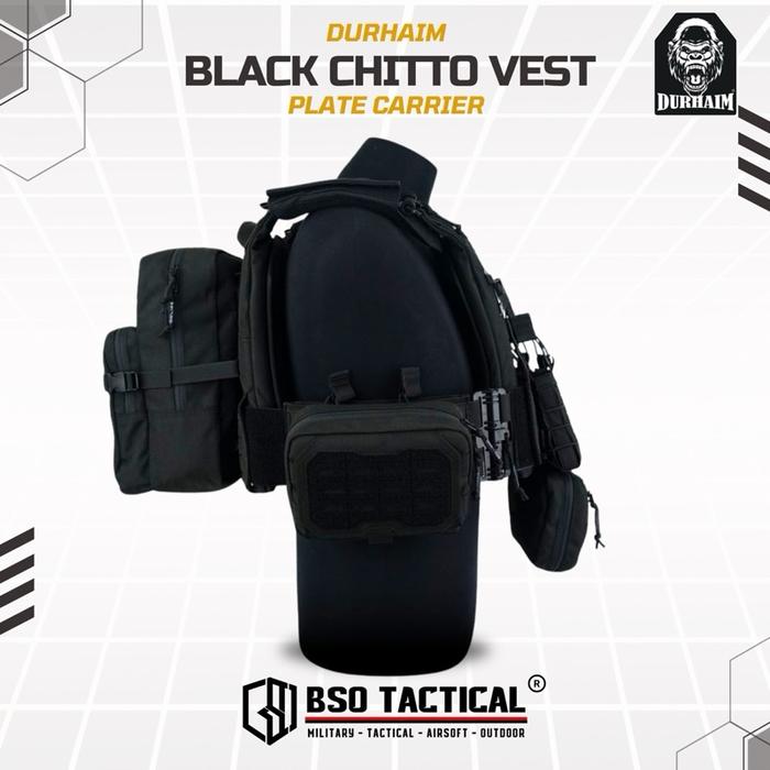 Durhaim Black Chitto Mark II Plate Carrier Tactical Vest Full Set Rompi Outdoor - ORIGINAL