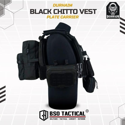 Durhaim Black Chitto Mark II Plate Carrier Tactical Vest Full Set Rompi Outdoor - ORIGINAL