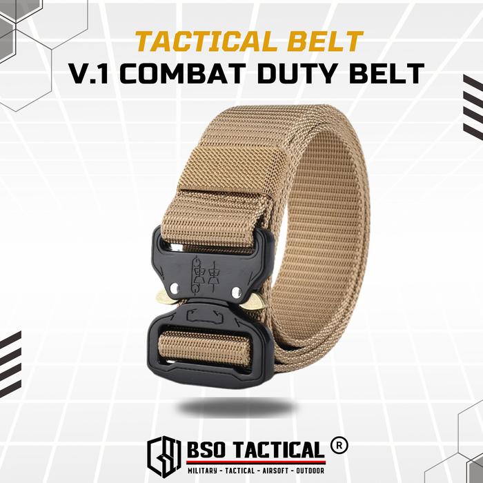 Ikat Pinggang Tactical Style V.1 Outdoor Duty Belt Metal Buckle Hitam dengan Bahan Nylon Quick Dry dan Desain Tanpa Lubang