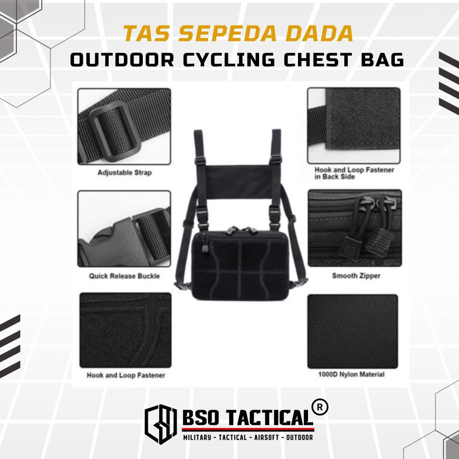 Tas Sepeda Dada Outdoor Cycling Chest Bag Tactical Chest Rig Bag Gym Hyrox Fitnes 600D Nylon Durable Adjustable