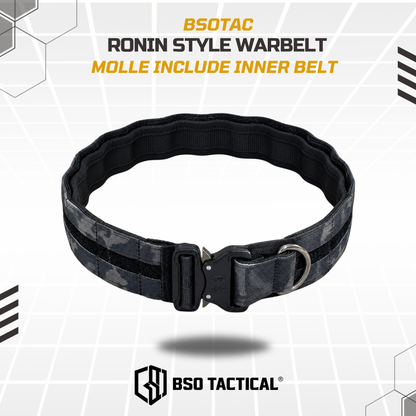 Ronin Style Warbelt Ikat Pinggang Outdooor Belt Molle 2 Layer dengan Buckle Alloy dan Sistem Molle untuk Perlengkapan Outdoor Outer Inner Belt
