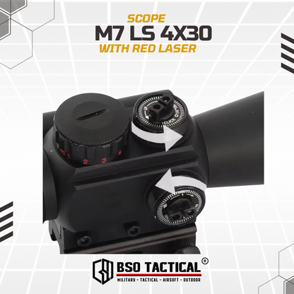 Scope M7 LS 4x30 with Red Laser Full Metal Picatinny Rail
