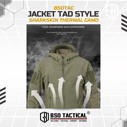 Jacket TAD Style Sharkskin Outdoor Thermal Waterproof Zipper Light Unisex Bahan Softshell Polar Windproof Jacket Hangat Angin Tahan Air