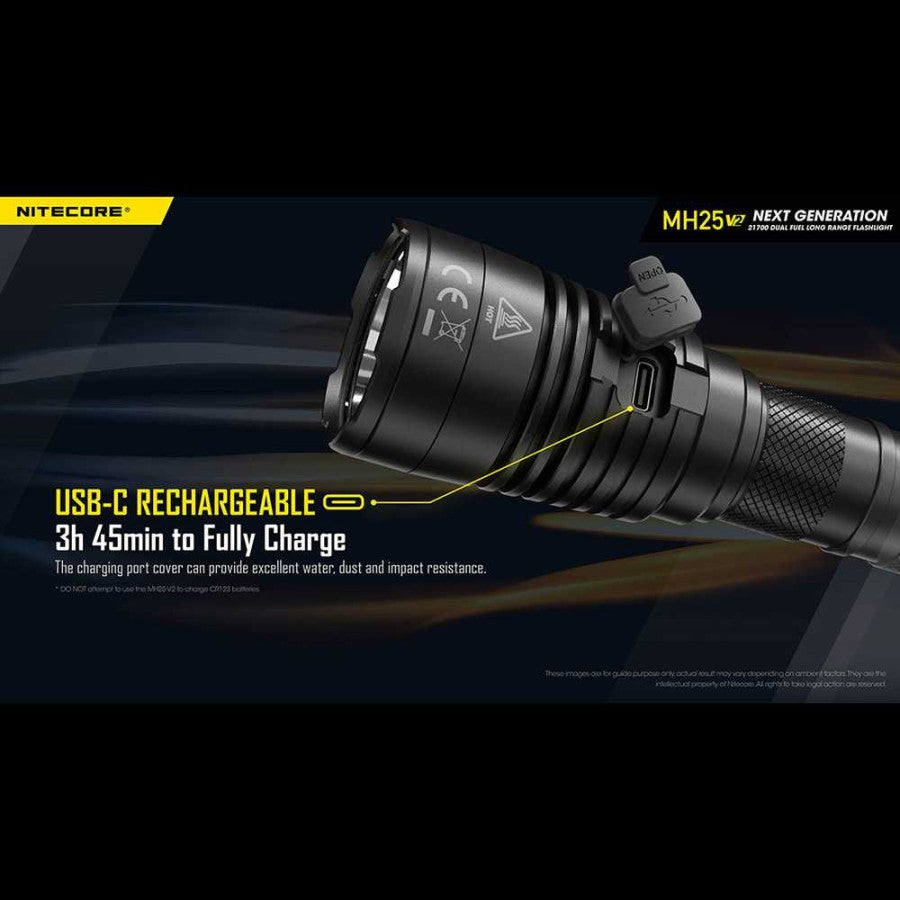Senter Nitecore MH25 V2 1300 Lumens Tactical Outdoor Flashlight ORI Baterai