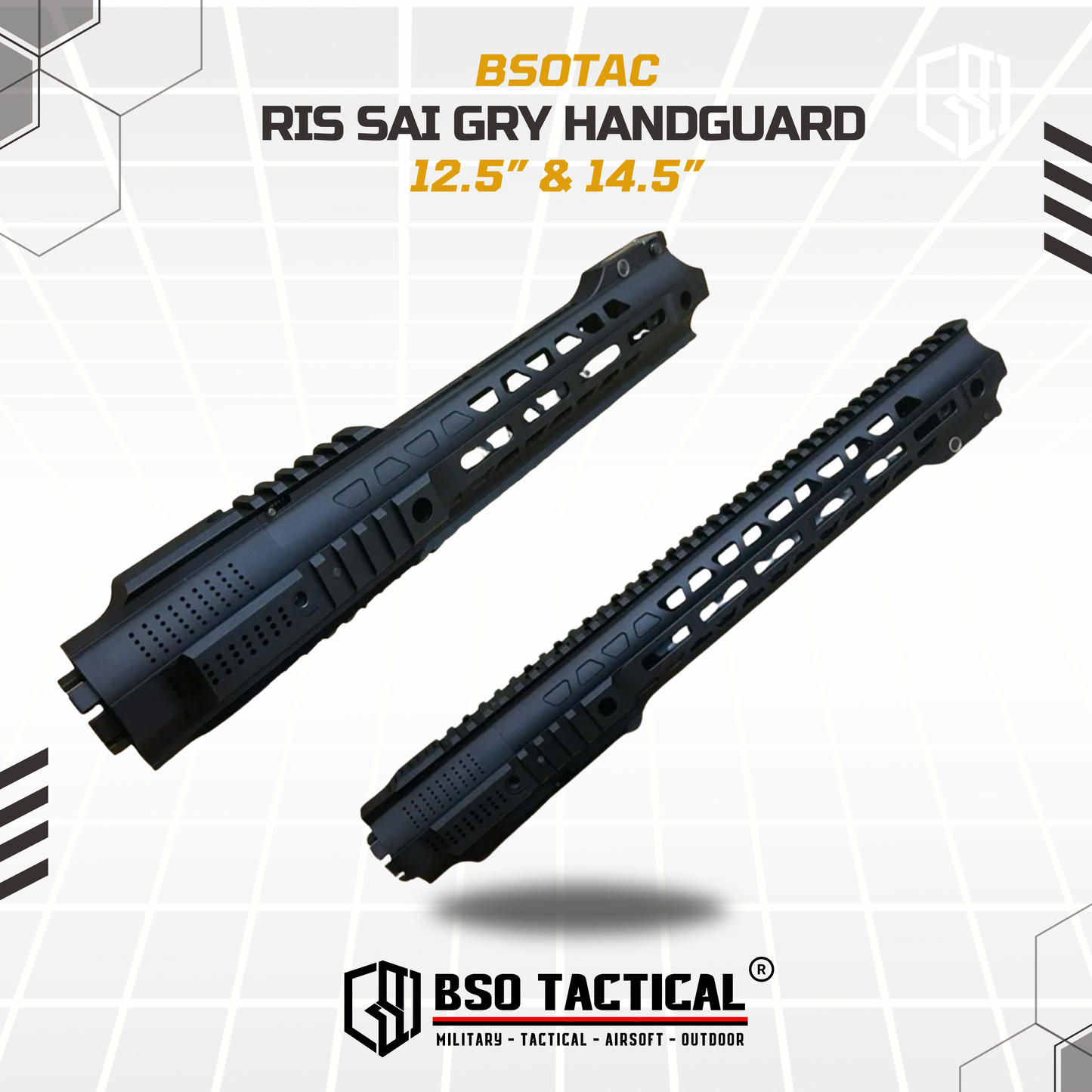 BD Tactical RIS Salient Arm SAI GRY Style Handguard 12,5" 14,5"