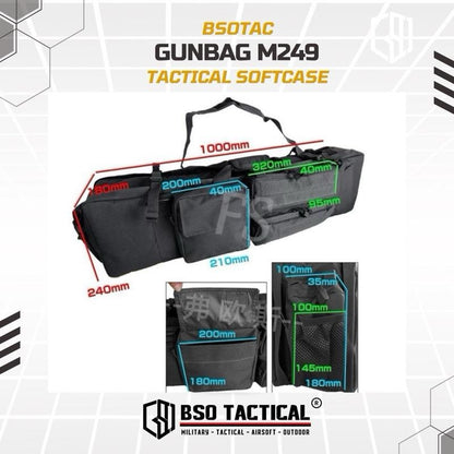 Tas Bag Long Case M249 Dinier 2 Slot Softcase Multifungsi Outdoor Tactical Gunbag dengan 3 Saku dan Tali Genggam Adjustable untuk Aktivitas Outdoor