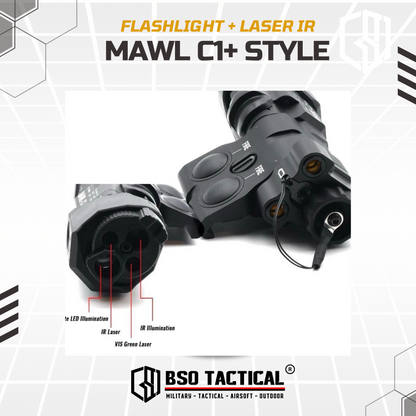 Senter Tactical MAWL-C1+ Flashlight Laser Illuminator IR LED Picatinny - METAL CNC