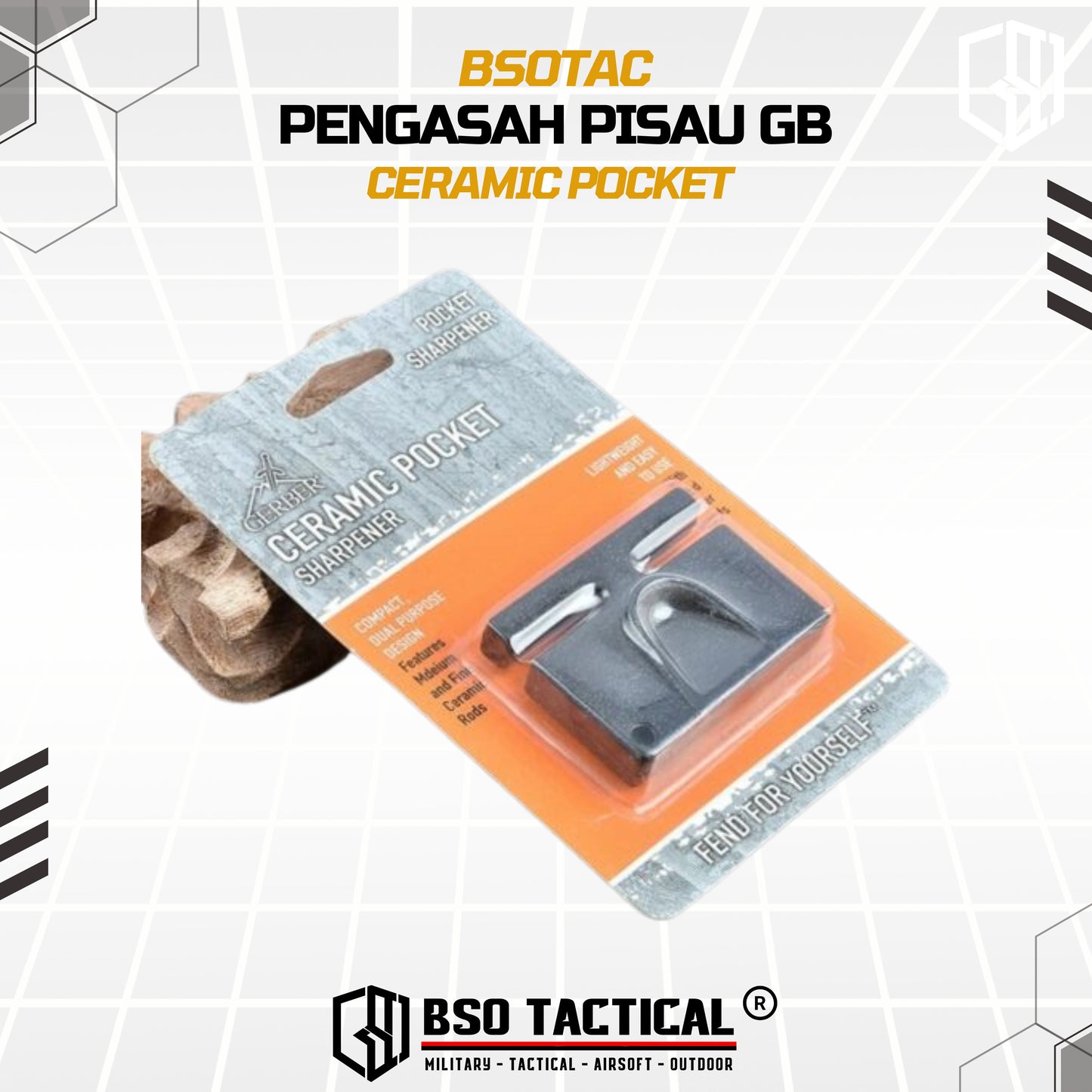Pengasah Pisau GB Ceramic Pocket Portable Knife Sharpener EDC