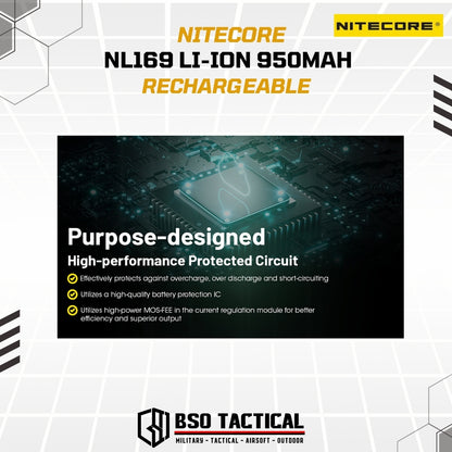 NITECORE Baterai Rechargeable CR123 16340 Li-Ion 3.6V 950mAh - NL169