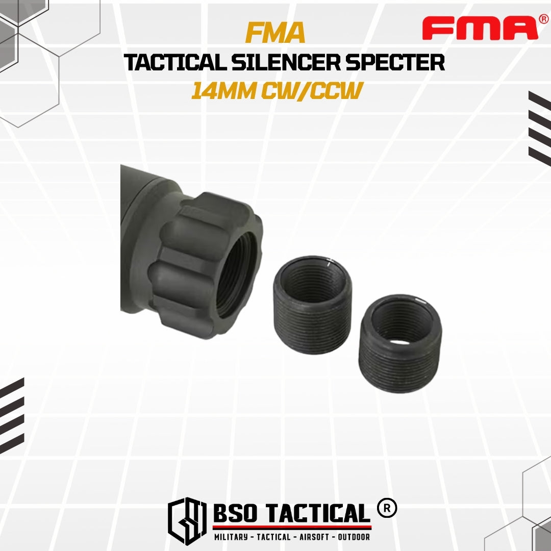 FMA Tactical Airsoft Silencer SPECTER Style 14mm CW CCW Alumunium