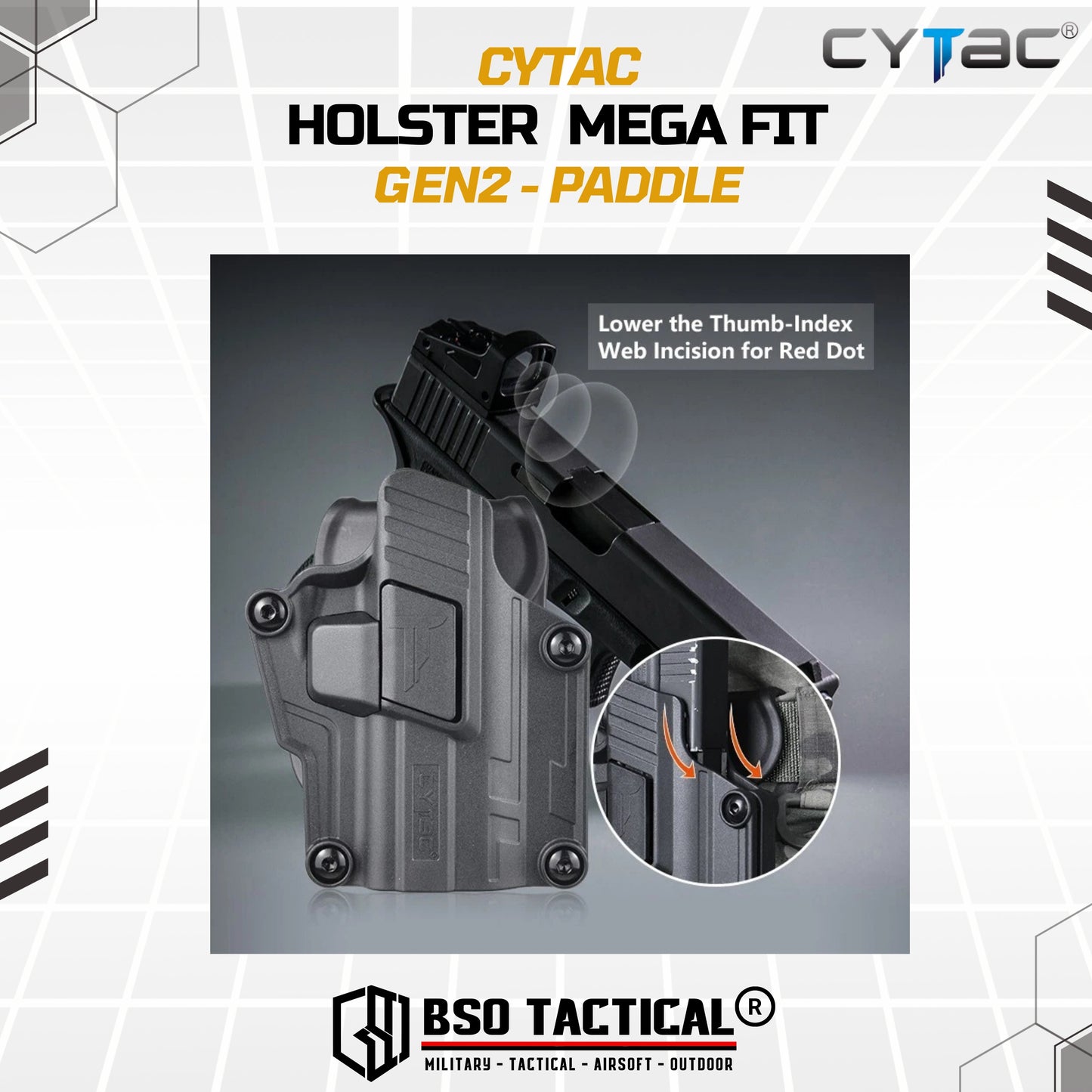 Holster Cytac Mega Fit Gen2 Compact Universal Right Hand ORIGINAL - Belt Clip / Paddle
