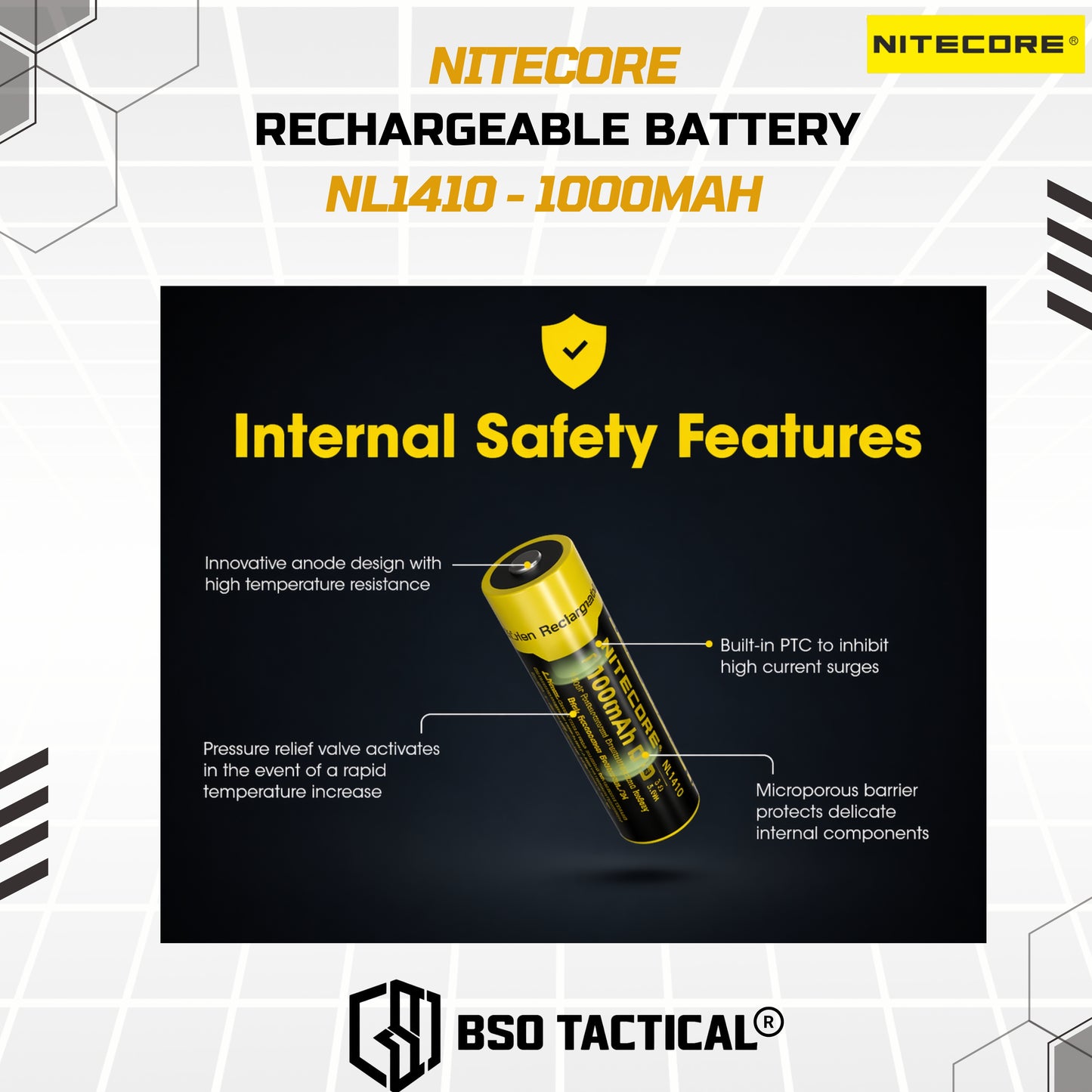 Nitecore Battery 14500 Rechargeable 1000mah Li Ion 3.7V ORIGINAL Batre Baterai