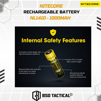 Nitecore Battery 14500 Rechargeable 1000mah Li Ion 3.7V ORIGINAL Batre Baterai