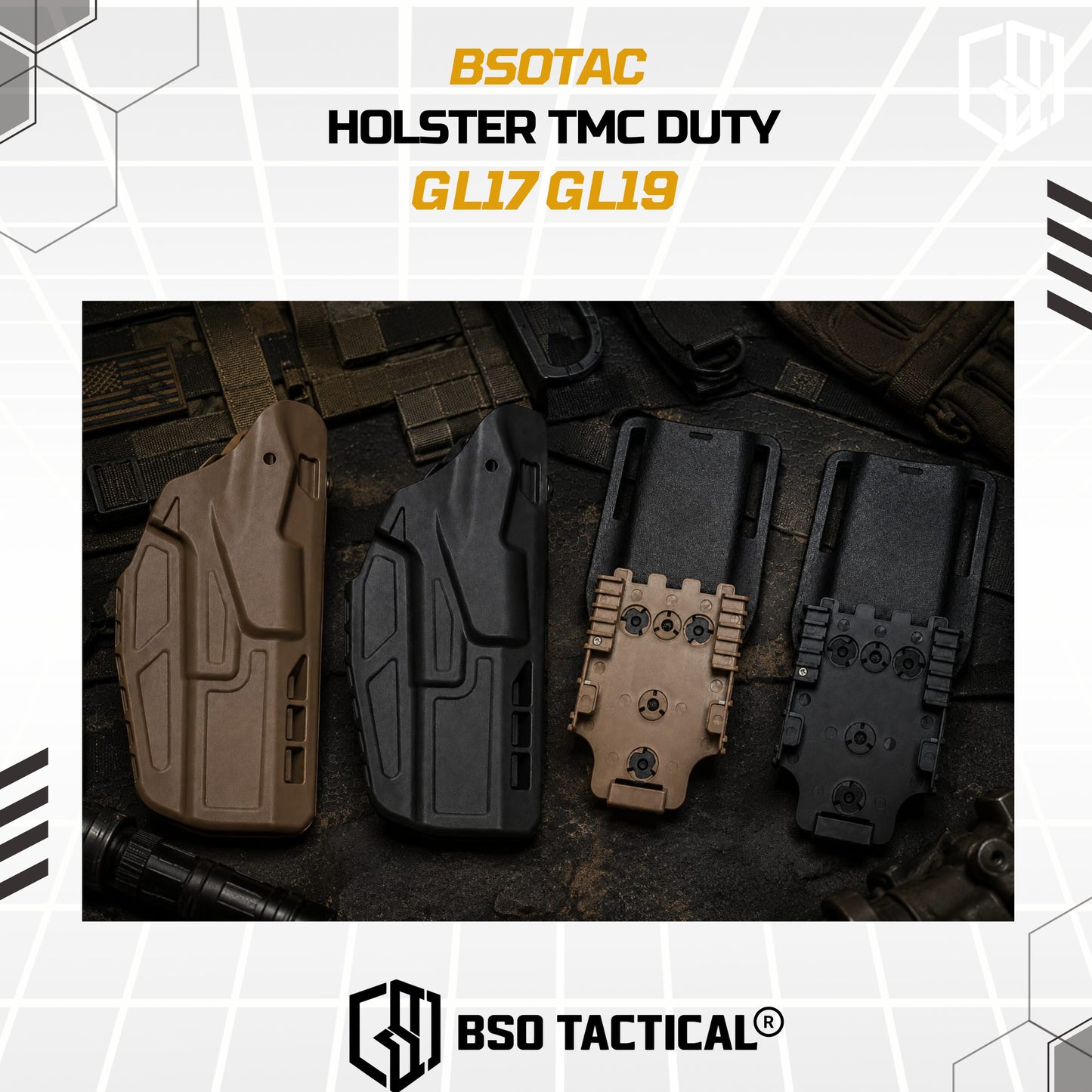 Holster TMC Duty GL17 GL19 Tactical with Belt Drop Adapter Mount Set