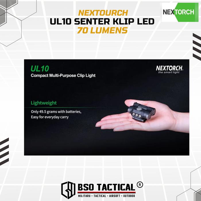 Senter Clip Nextorch UL10 Outdoor Flashlight LED Multifunction 70 Lm Baterai Lampu