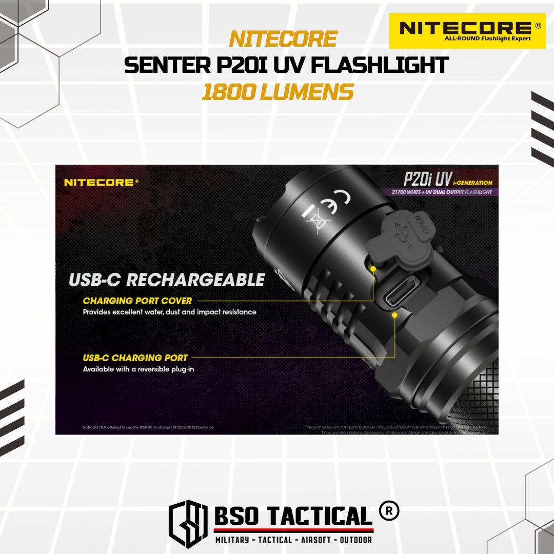 NITECORE Senter UV Ultraviolet Flashlight SST-40-W 4xUV LED 1800Lumens - P20iUV