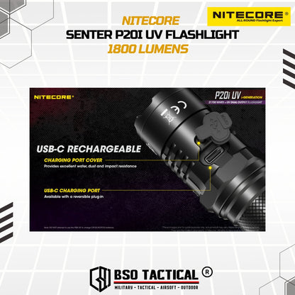 NITECORE Senter UV Ultraviolet Flashlight SST-40-W 4xUV LED 1800Lumens - P20iUV