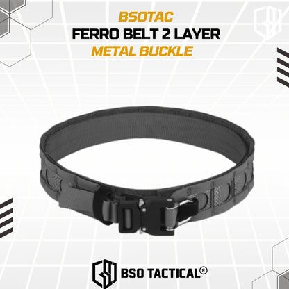 Ferro Style Bison Tactical Belt 2 Layer Quick Detach Metal Buckle IPSC Outdoor Multicam & Black 500D CORDURA Nylon Ringan dan Profil Rendah